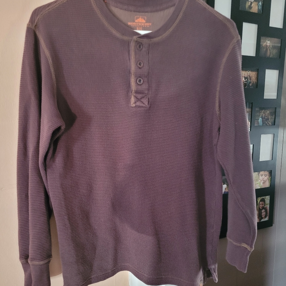 NorthWest Mens Brown Thermal Shirt, Size S,